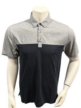 Travis Mathew Men’s Golf Polo Shirt Gray Colorblock Logo Short Sleeve M